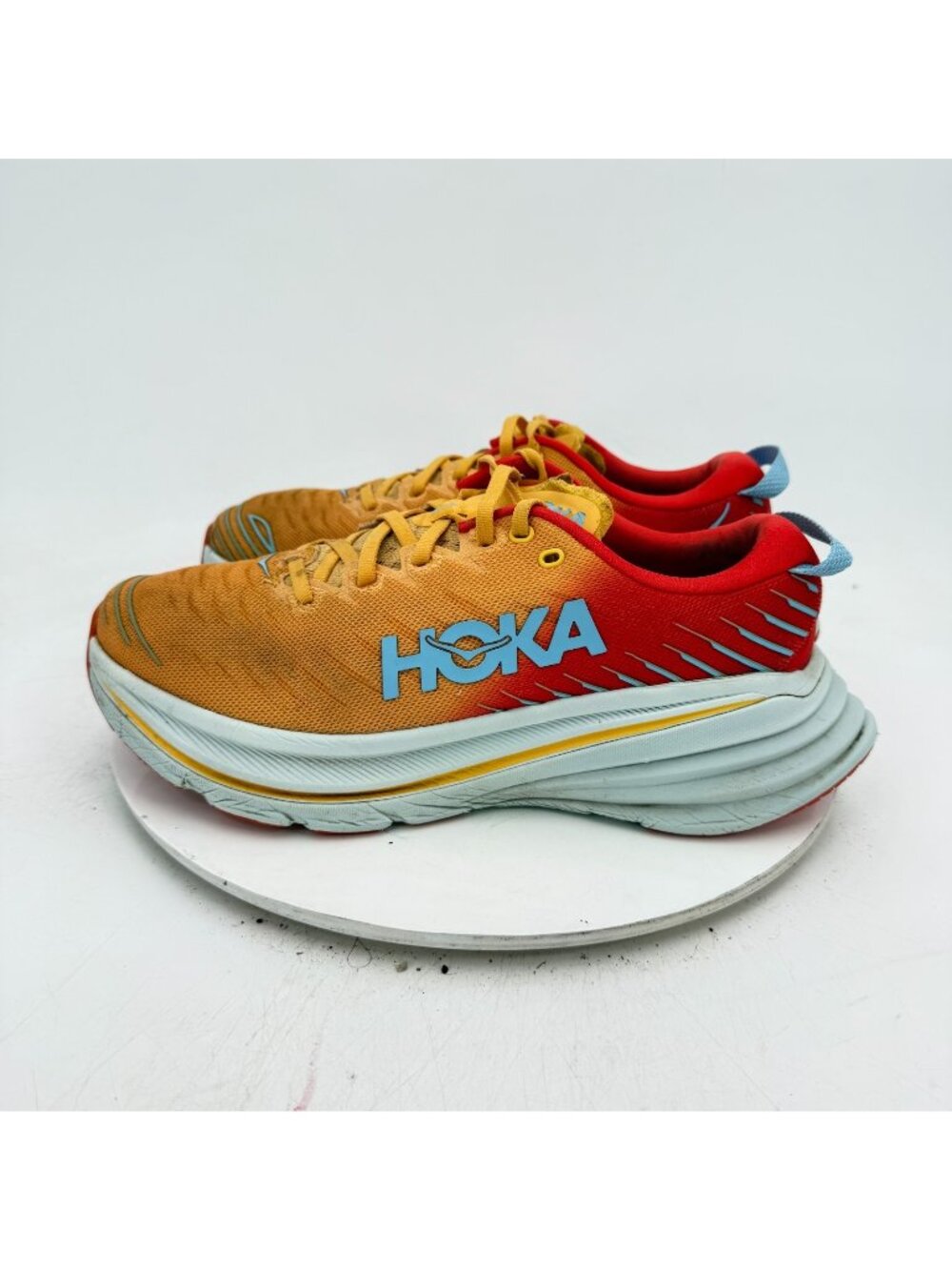 Hoka One One Bondi X Men Size 9.5D 1113512 FAYW Fiesta Amber Yellow Shoes